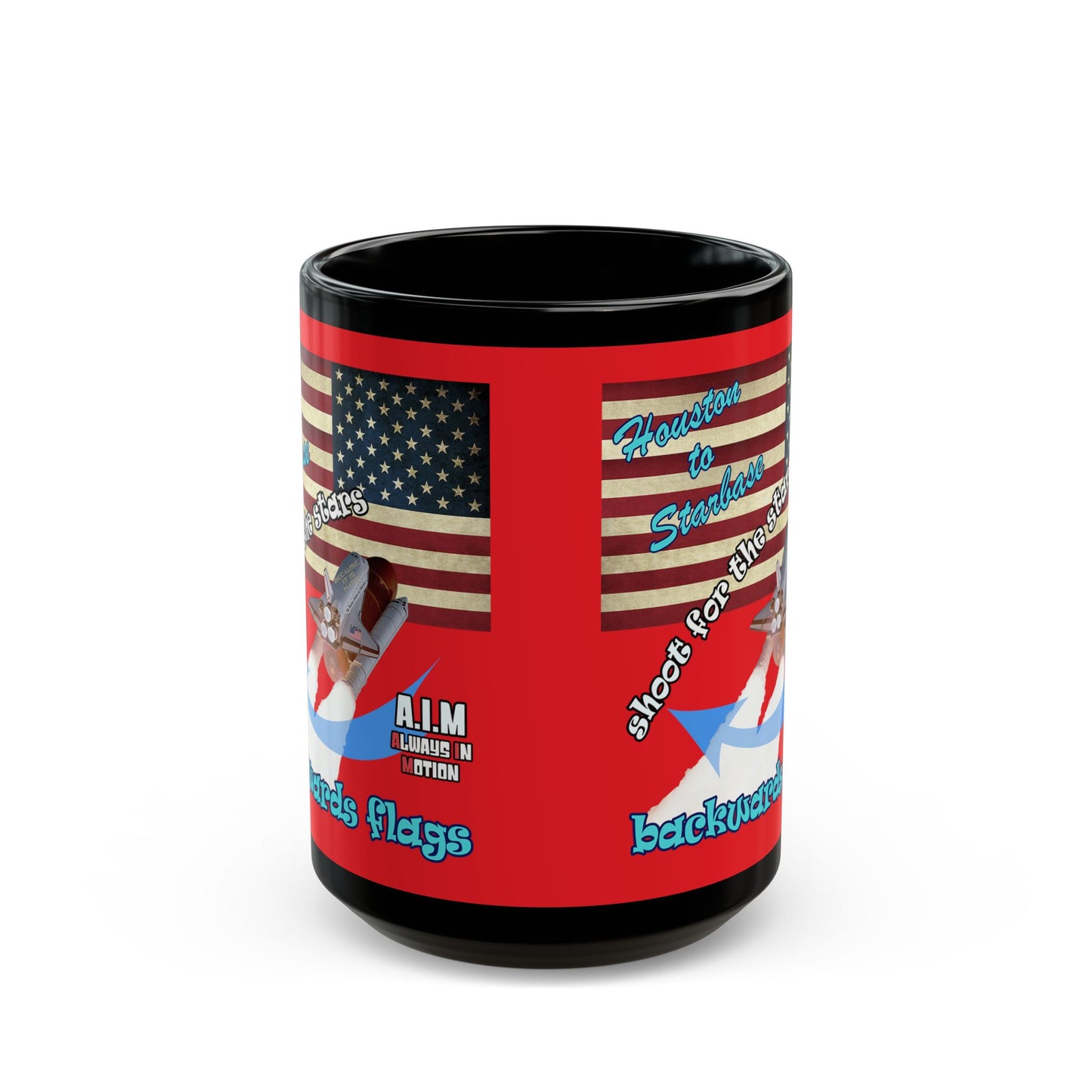 shoot for the stars - Black Mug (red)