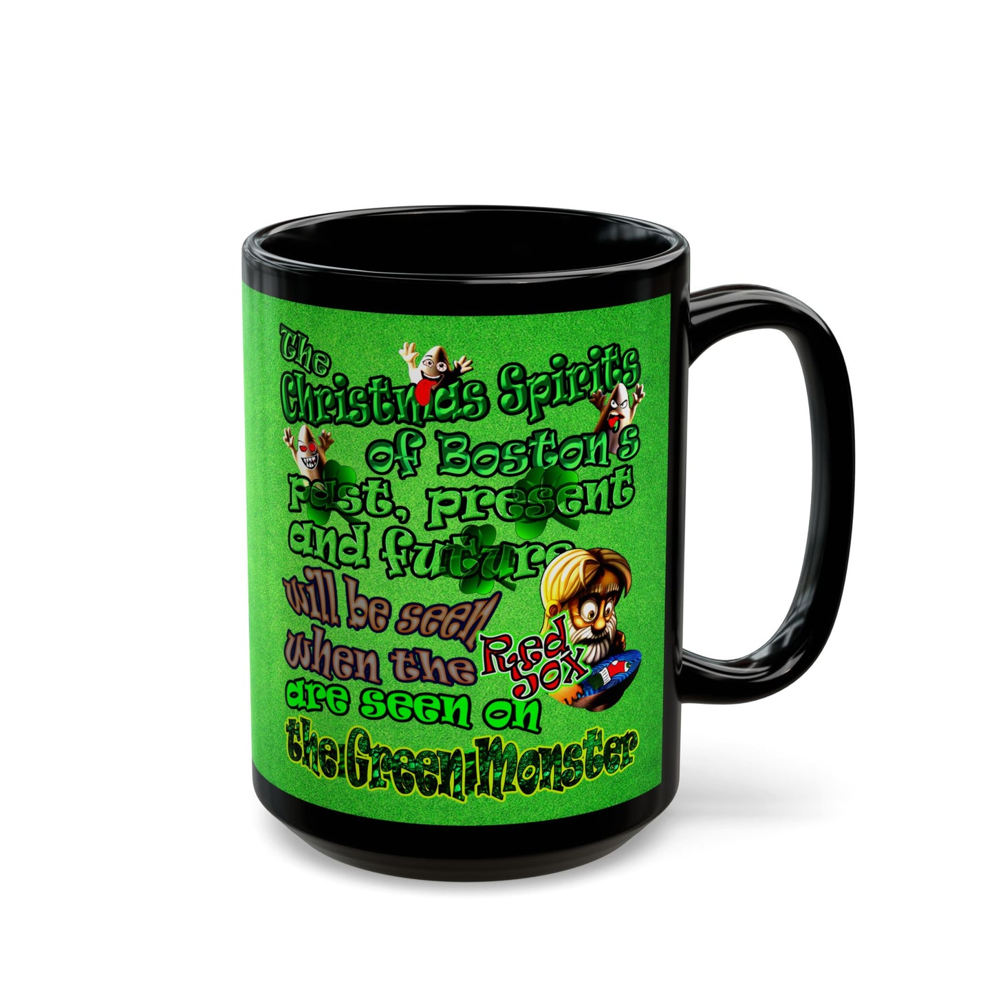 christmas spirits of boston - Black Mug (green turf)