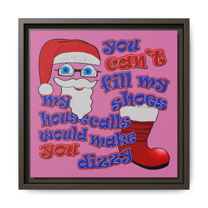 santa's shoes - framed canvas art (light pink)