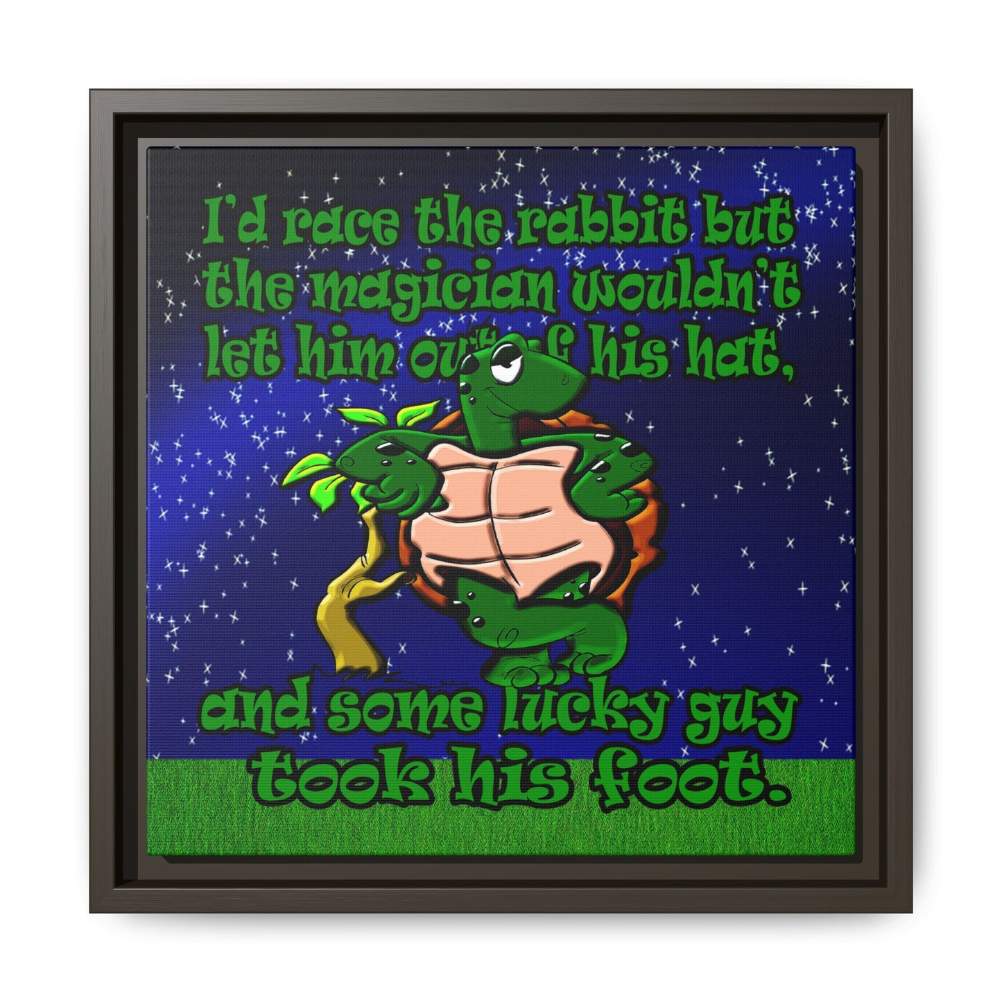turtle race - framed canvas art ('snoops' background)