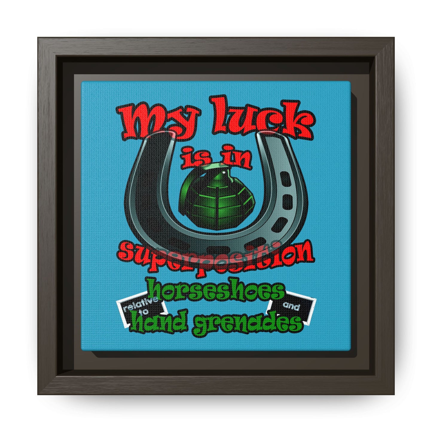 my luck - framed canvas art (turquoise)