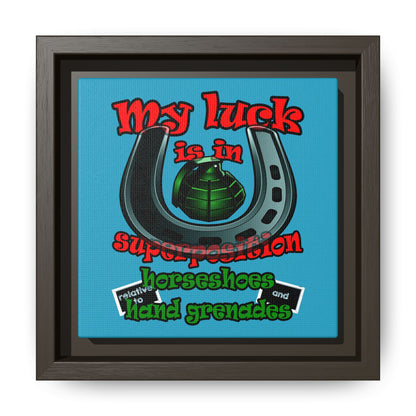 my luck - framed canvas art (turquoise)