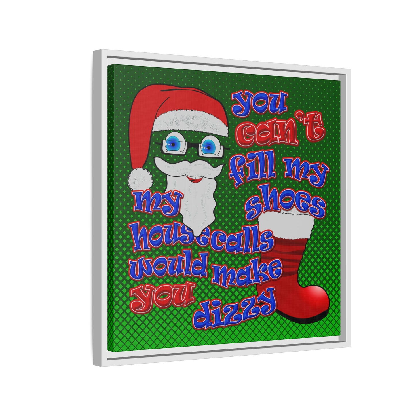 santa's shoes - framed canvas art (logo green)