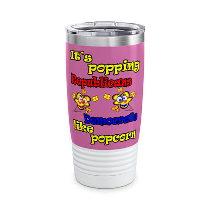 popping like popcorn - Ringneck Tumbler, 20oz (light pink)