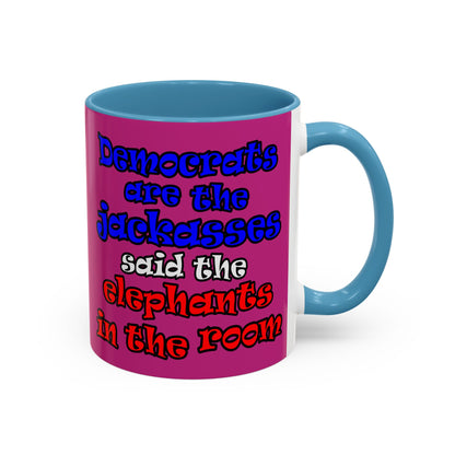 donkeys and elephants - Accent Mug (pink)