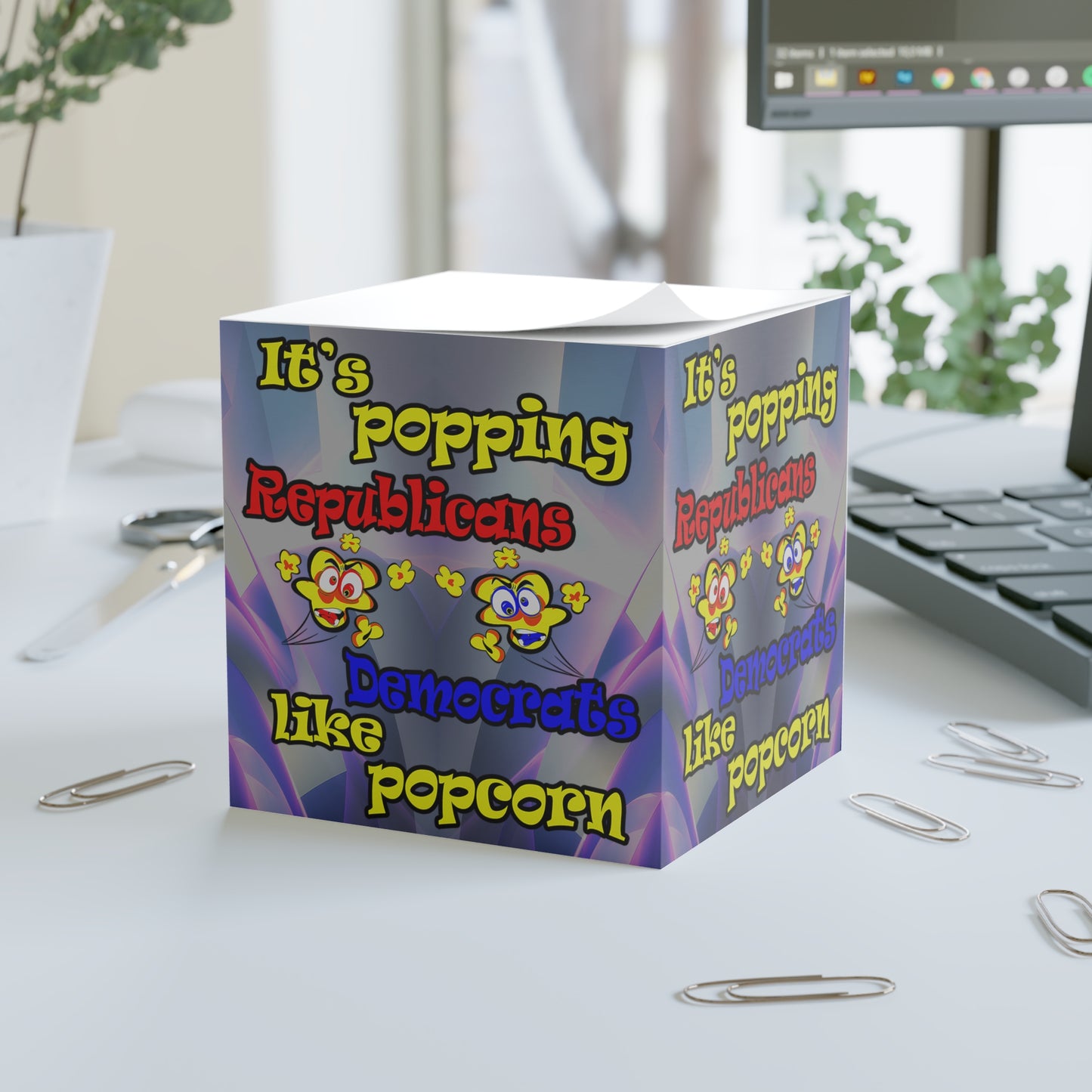 popping like popcorn - note cube (grey-pink wave)