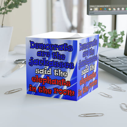 donkeys and elephants - note cube (blue-white wave)