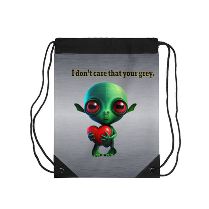 I don't care that your grey - Drawstring Bag (brushed nickel)