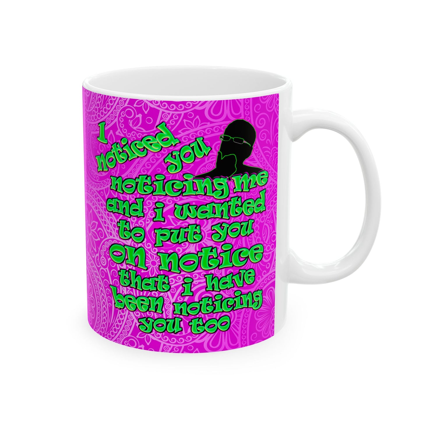 noticed you noticing - White Mug (pink swirl)