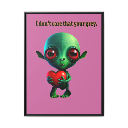 I don't care that your grey - framed canvas art (light pink)
