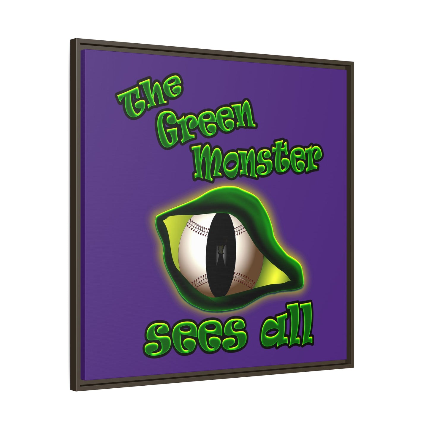 green monster - framed canvas art (purple)