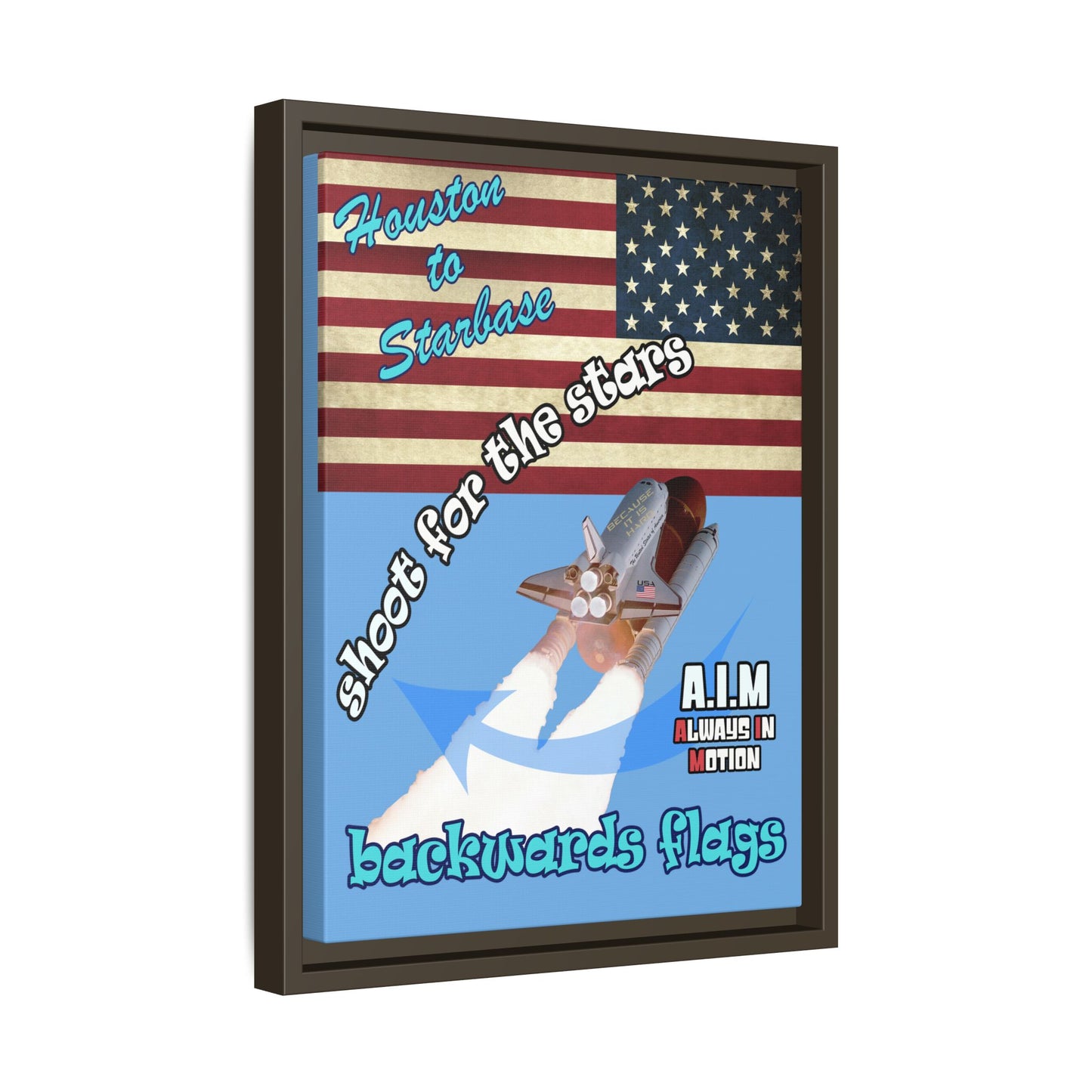 shoot for the stars - framed canvas art (light blue)