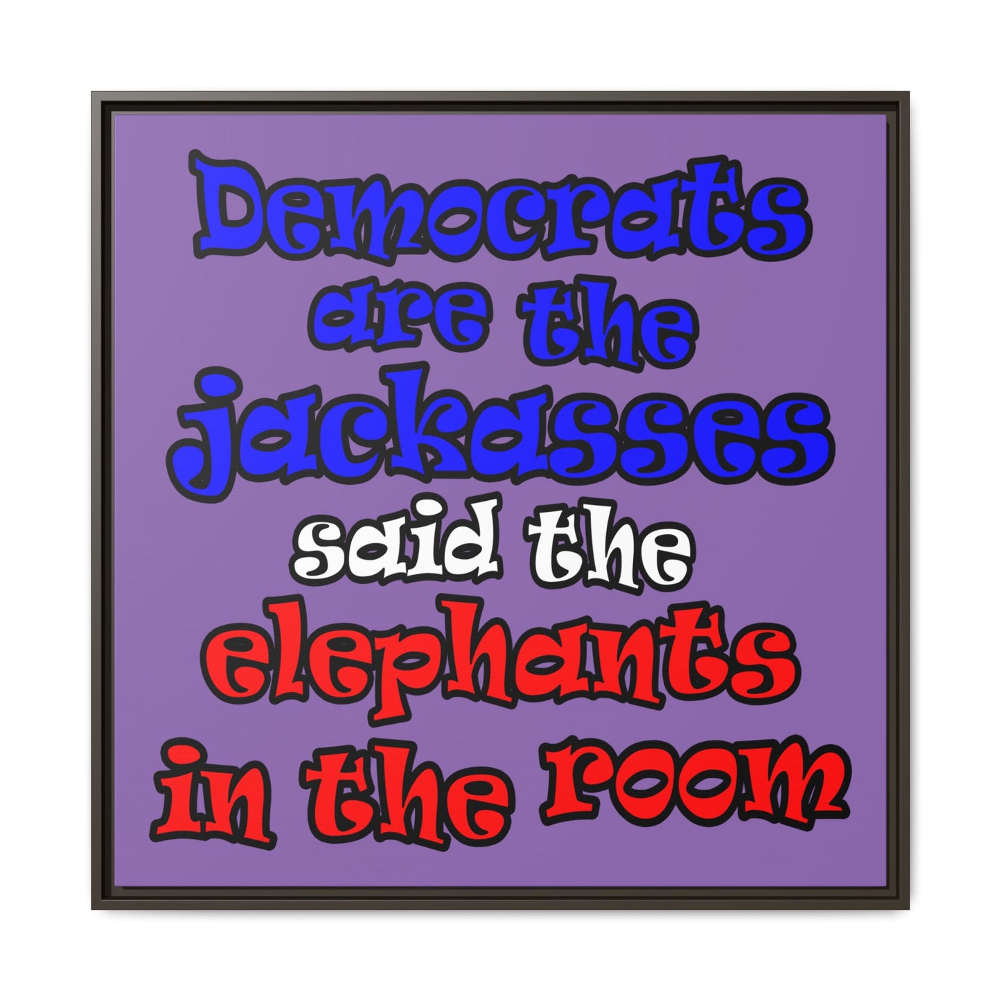 donkeys and elephants - framed canvas art (light purple)