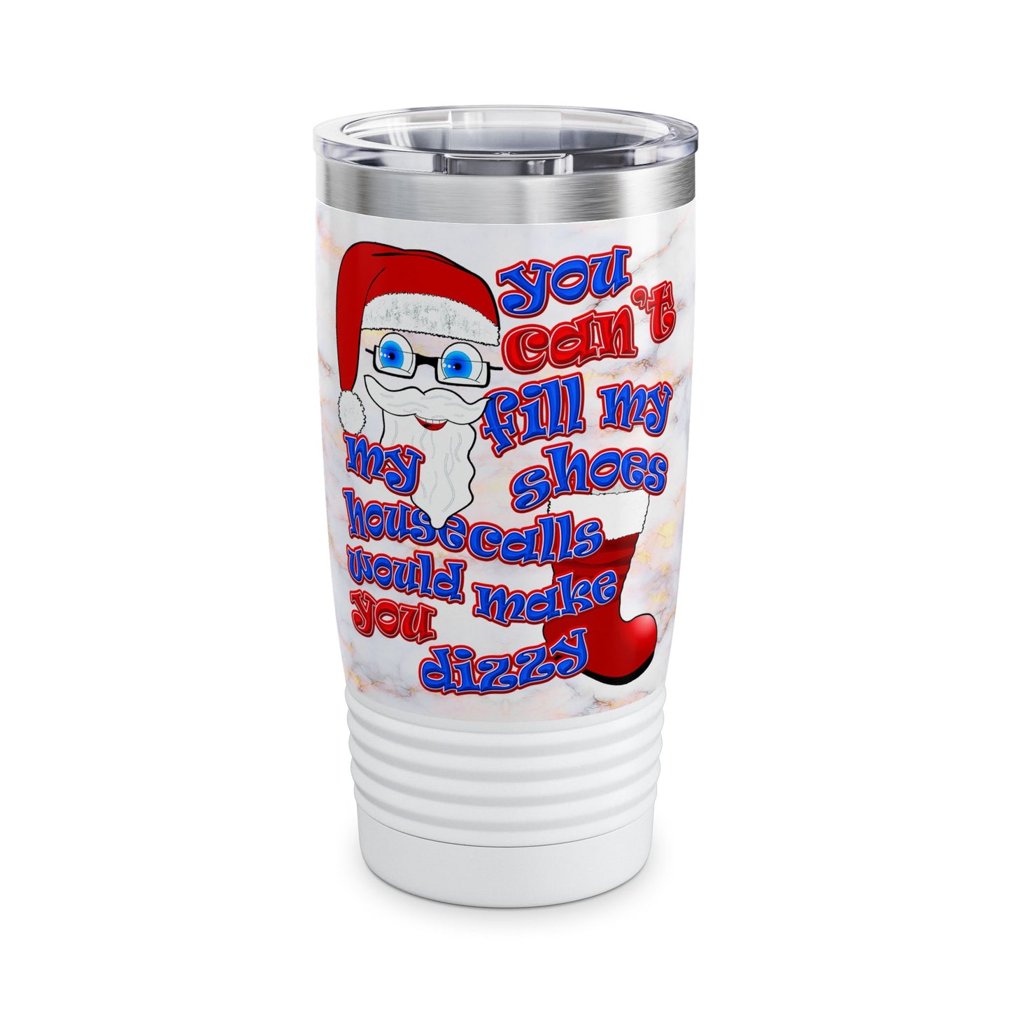 santa's shoes - Ringneck Tumbler, 20oz (white marble)