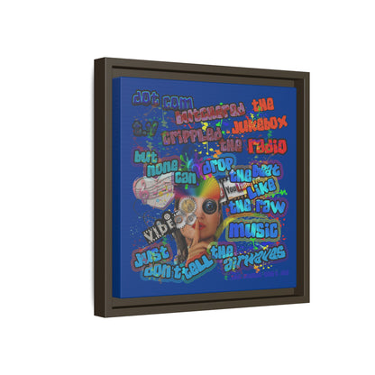 drop the beat - framed canvas art (dark blue)