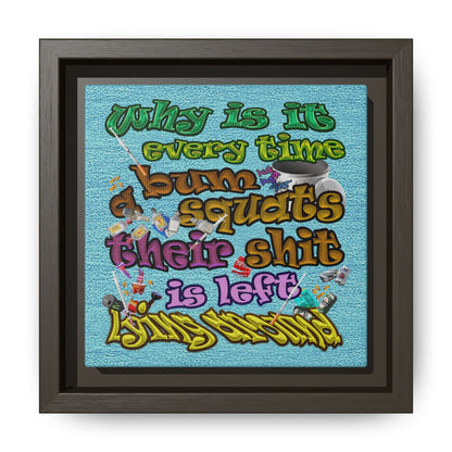 the bum's shit - framed canvas art (faded blue)