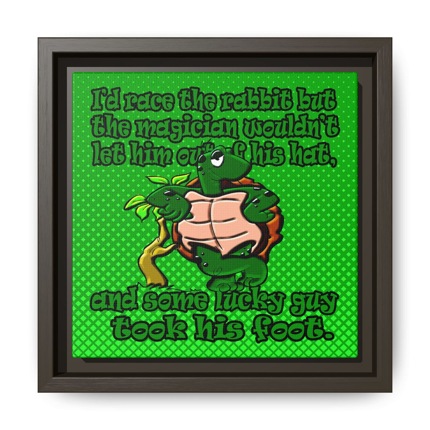 turtle race - framed canvas art (logo green)