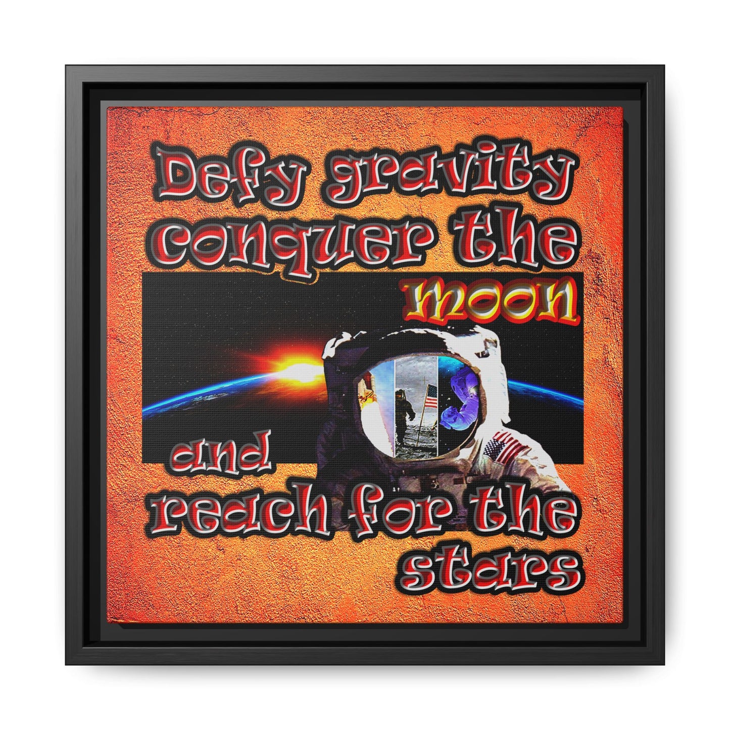defy conquer reach - framed canvas art (burnt orange)