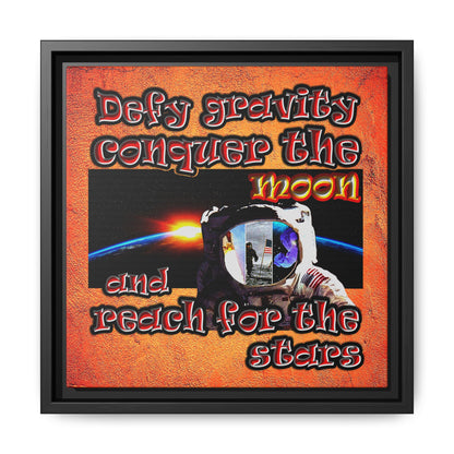 defy conquer reach - framed canvas art (burnt orange)