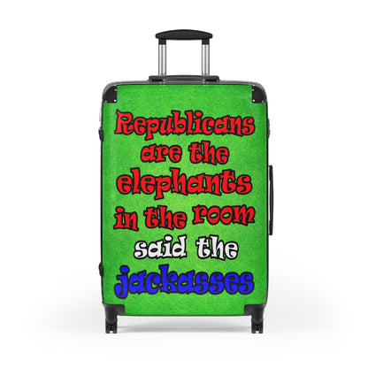 donkeys and elephants - Suitcase (green turf)