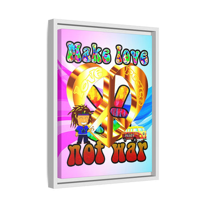 love peace - framed canvas art (light blue-pink wave)