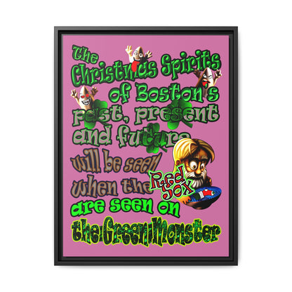 christmas spirits of boston - framed canvas art (light pink)