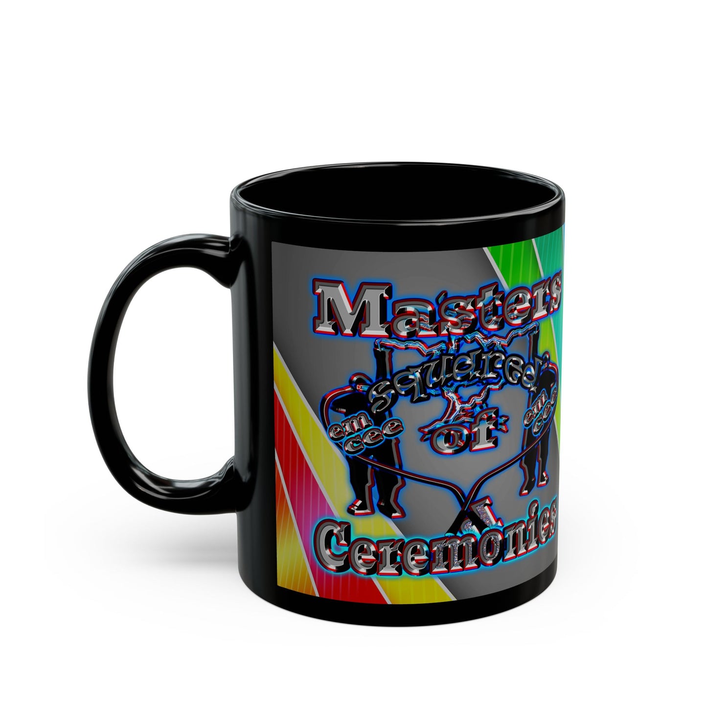 em cee squared - Black Mug (rainbow split)