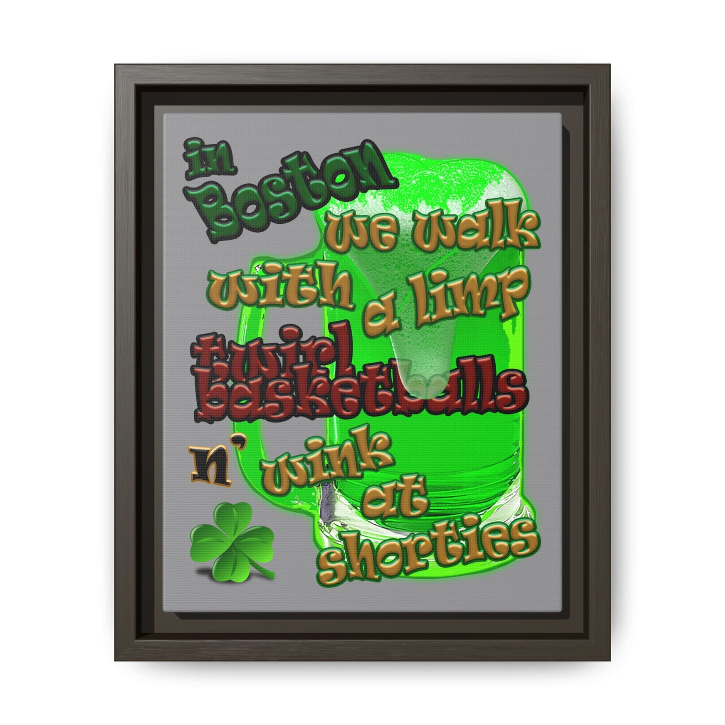 celtics logo - framed canvas art (grey)