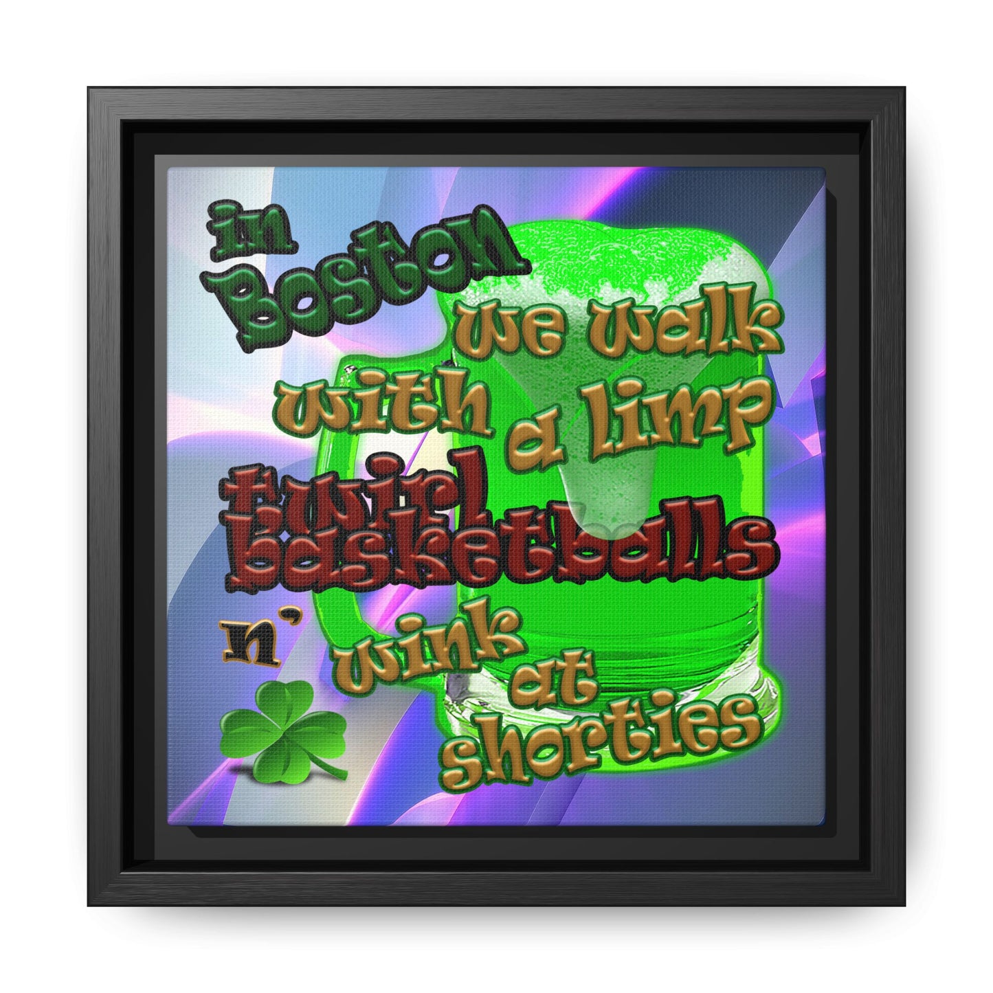 celtics logo - framed canvas art (grey-pink wave)
