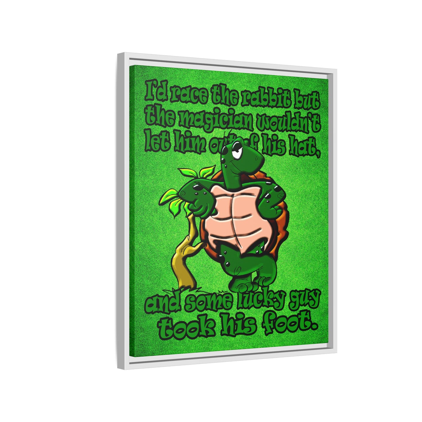 turtle race - framed canvas art (green turf)