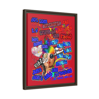 drop the beat - framed canvas art (dark red)