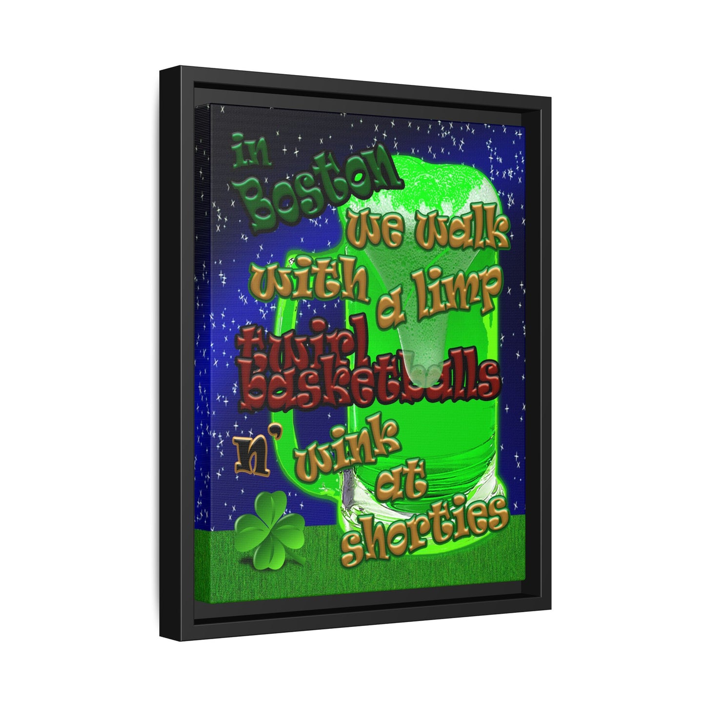 celtics logo - framed canvas art ('snoops' background)