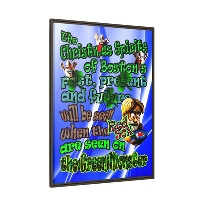 christmas spirits of boston - framed canvas art (blue-white wave)