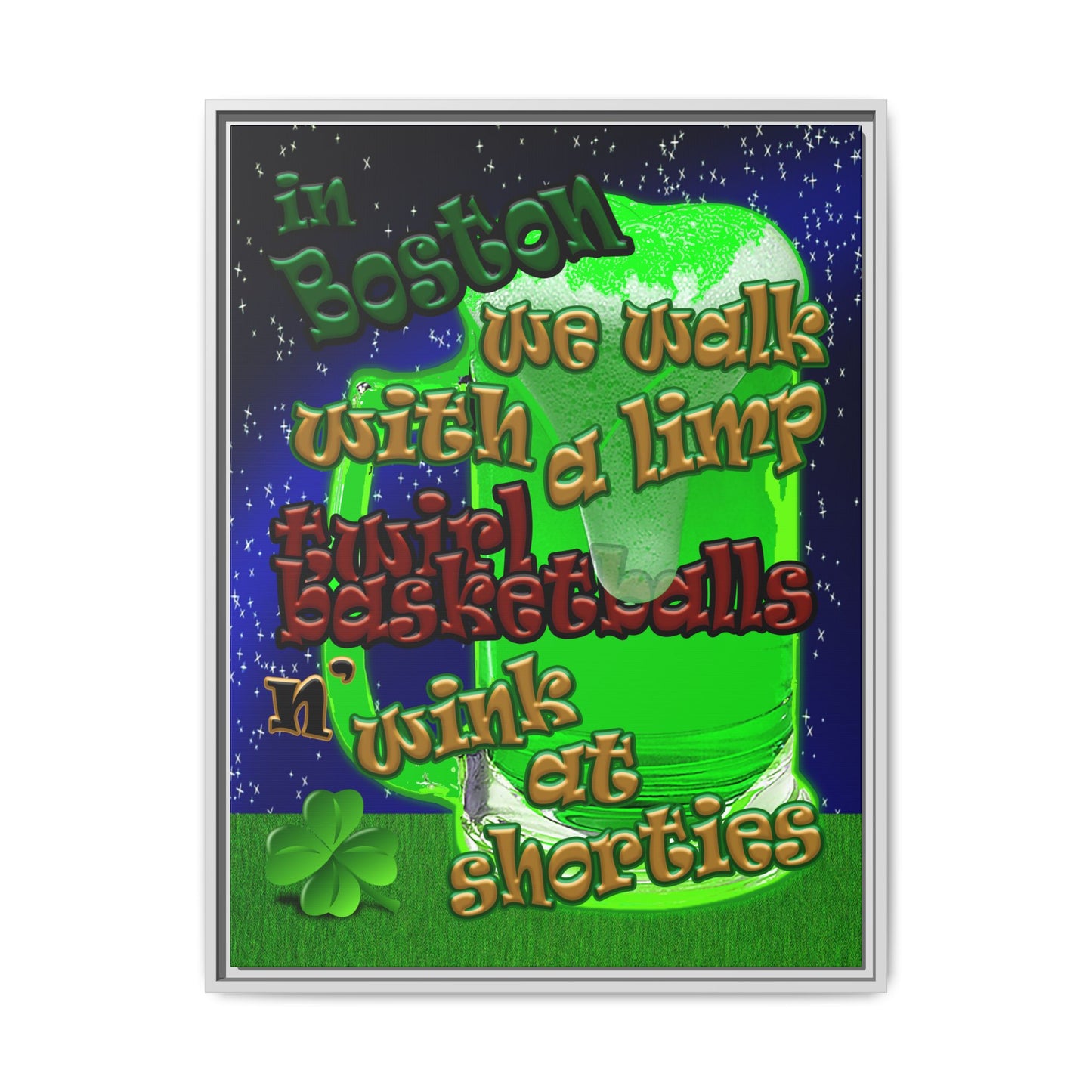 celtics logo - framed canvas art ('snoops' background)