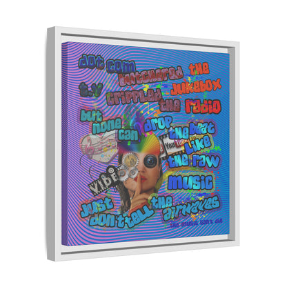 drop the beat - framed canvas art (light blue-purple wave)