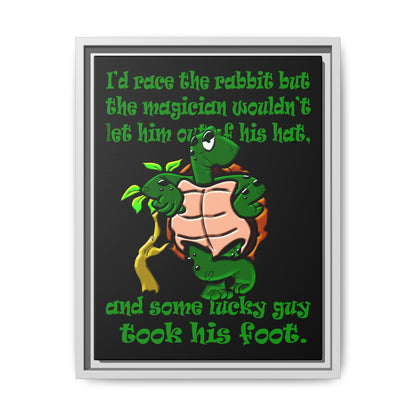 turtle race - framed canvas art (black)