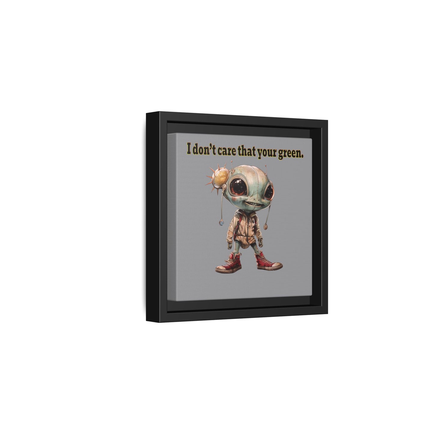 I don't care that your green - framed canvas art (grey)
