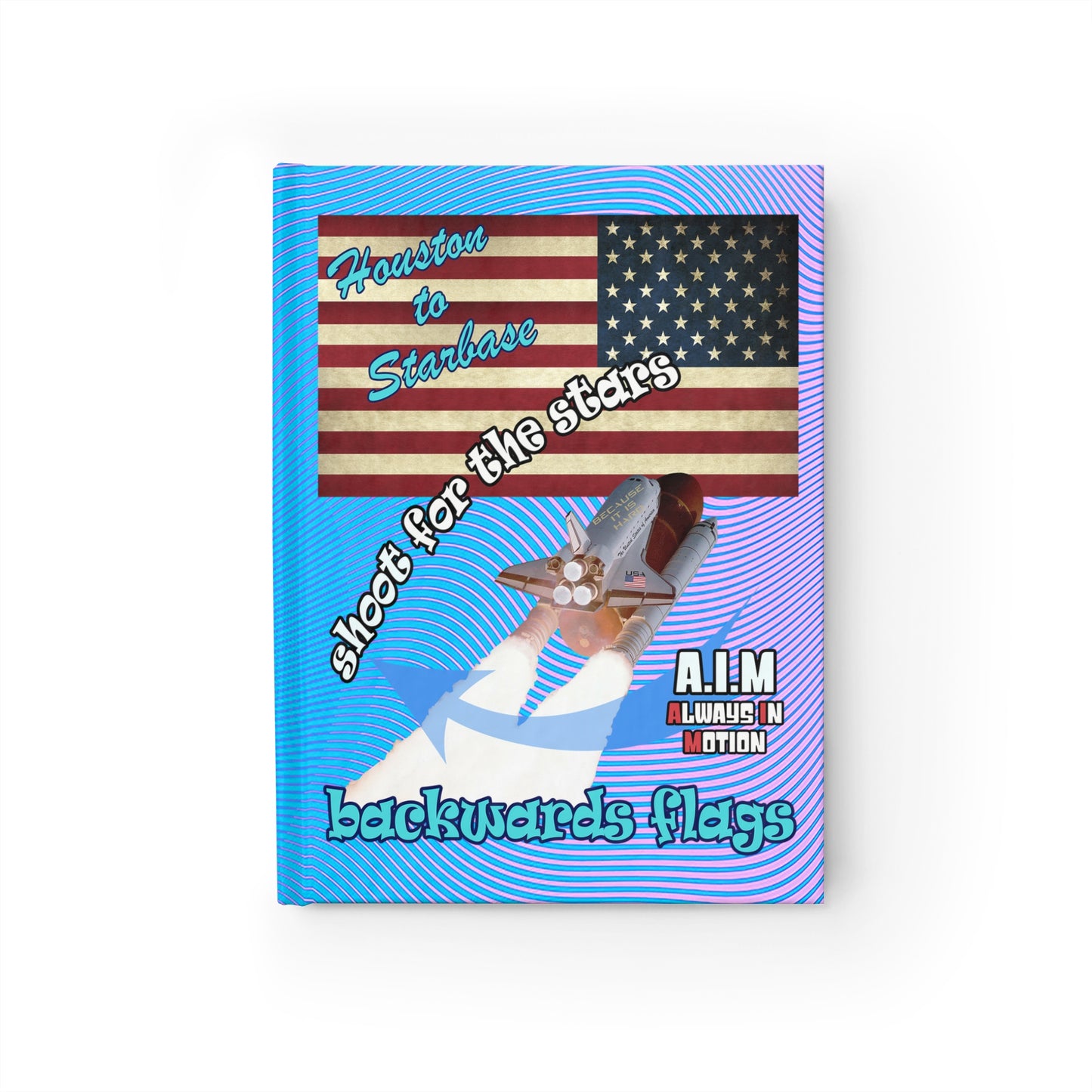shoot for the stars - journal-lined (light blue-purple wave)