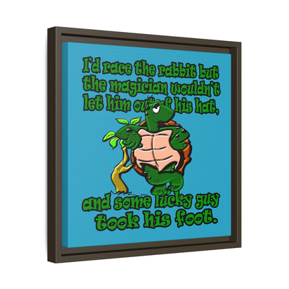 turtle race - framed canvas art (turquoise)
