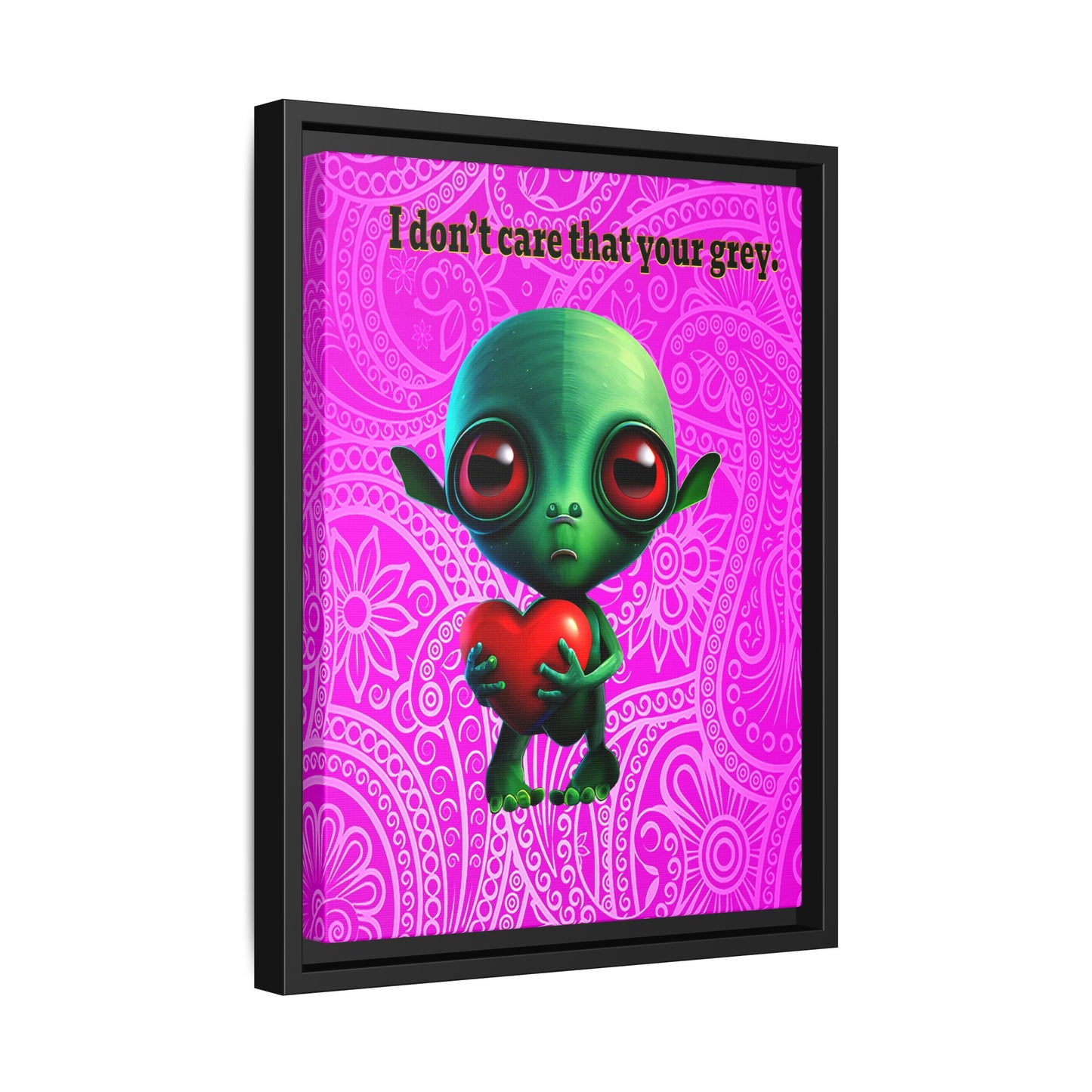 I don't care that your grey - framed canvas art (pink swirl)