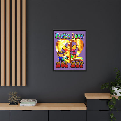 love peace - framed canvas art (light purple)