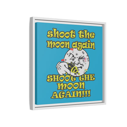 shoot the moon again - framed canvas art (turquoise)