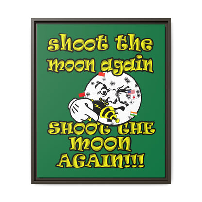 shoot the moon again - framed canvas art (dark green)