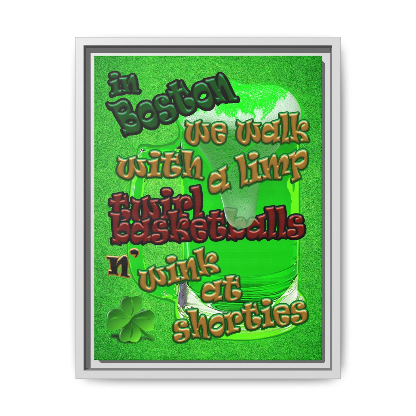 celtics logo - framed canvas art (green turf)