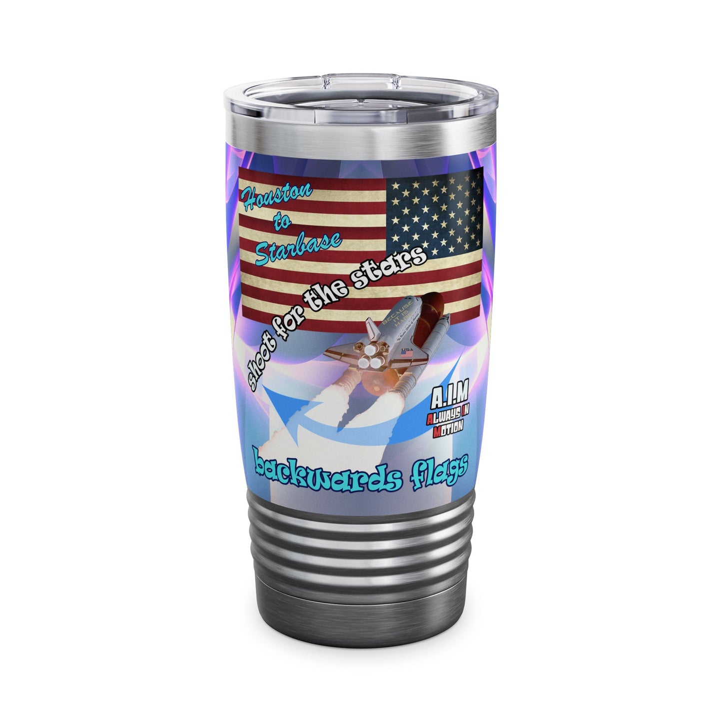 shoot for the stars - Ringneck Tumbler, 20oz (grey-pink wave)