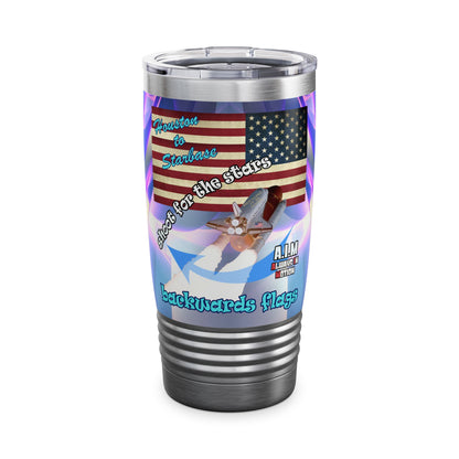shoot for the stars - Ringneck Tumbler, 20oz (grey-pink wave)