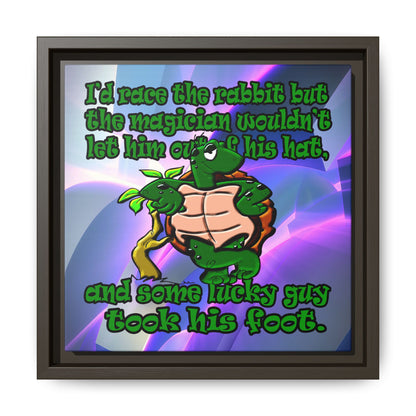 turtle race - framed canvas art (grey-pink wave)