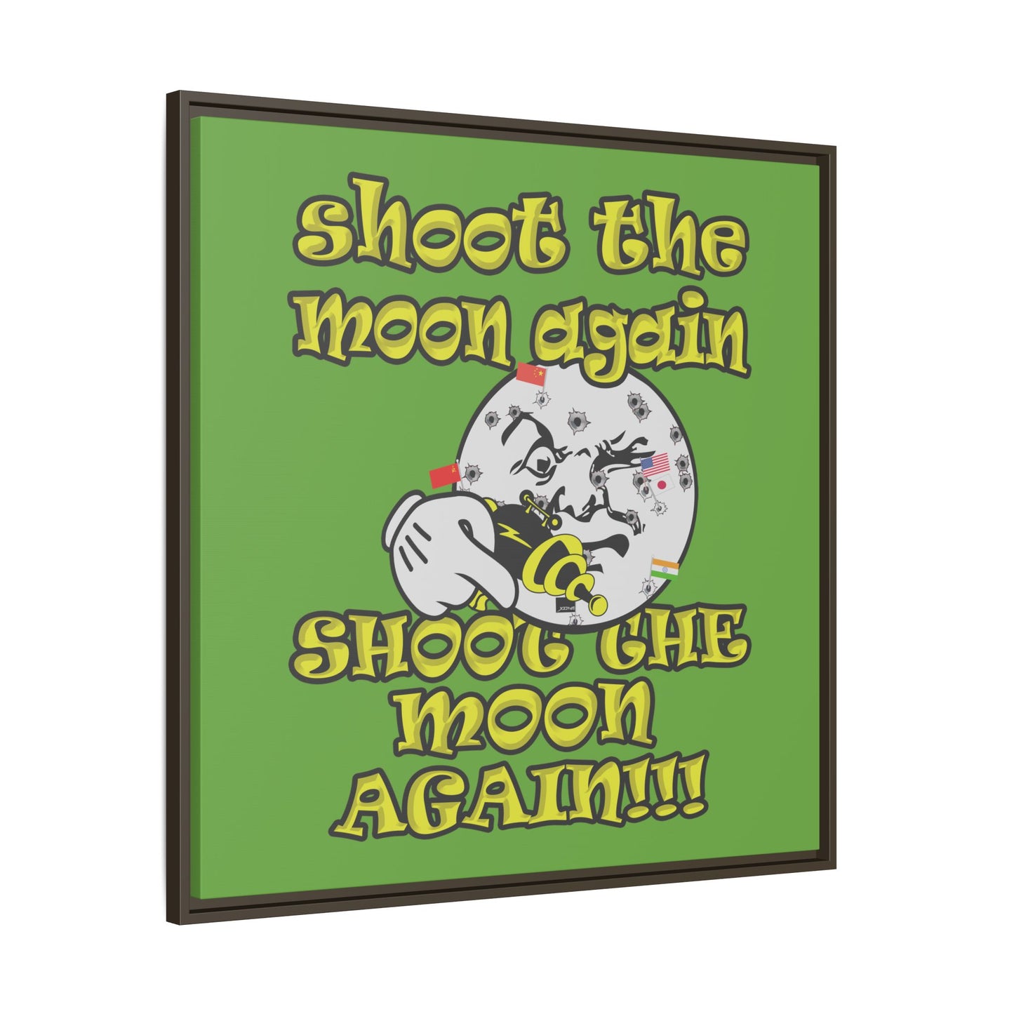 shoot the moon again - framed canvas art (green)