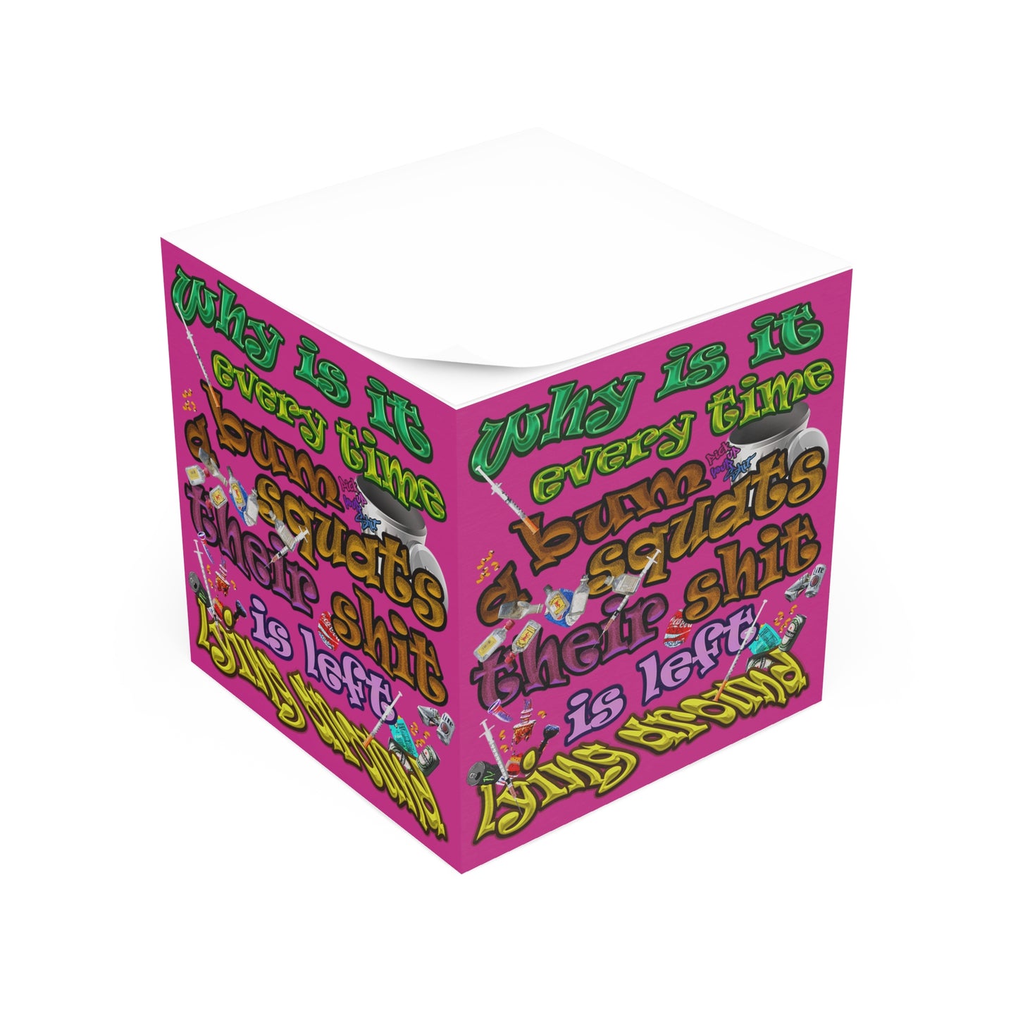 the bum's shit - note cube (pink)