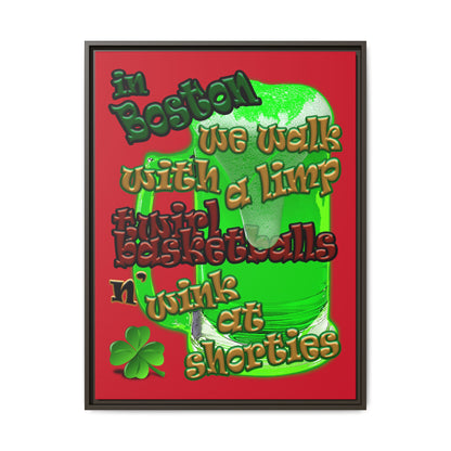 celtics logo - framed canvas art (dark red)